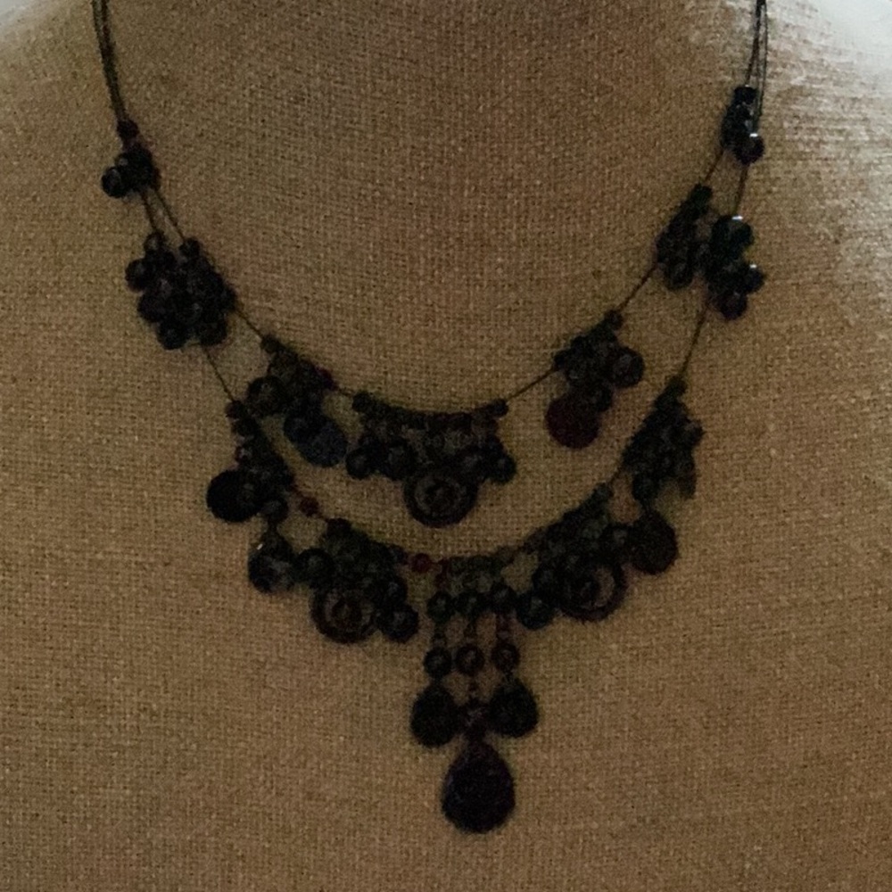 Intricate Black Layered Necklace with Vintage Design